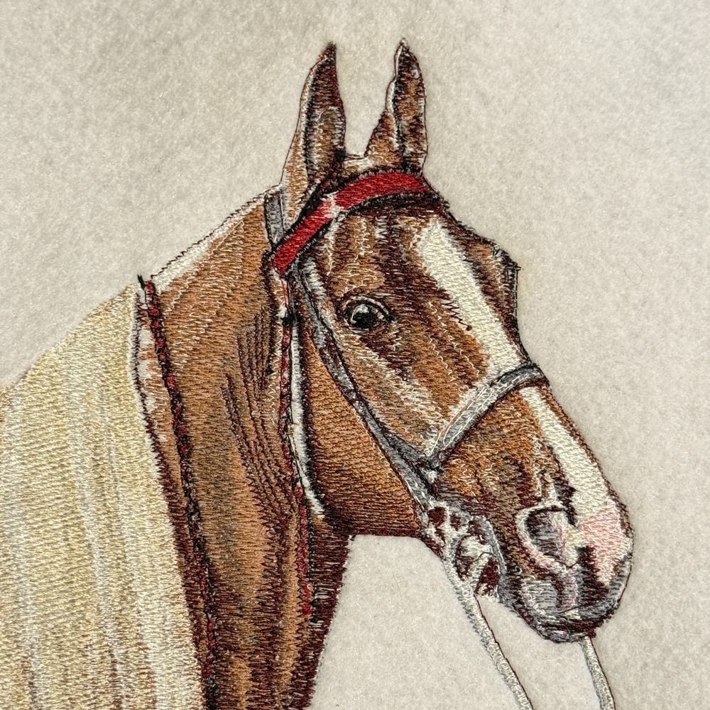 Vintage Horse Head Portrait Handmade Embroidery Sew On Western Equestrian